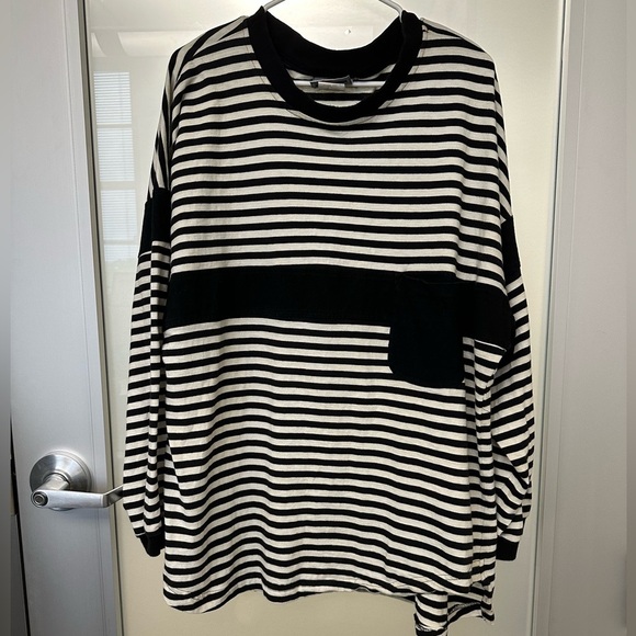 Super rare Vintage Jimmy’Z long sleeve black and white stripe shirt size L. - Picture 1 of 6
